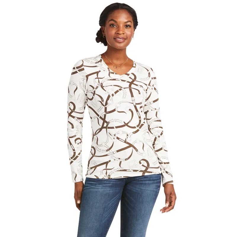 Ariat Bridle Print Long Sleeve T-Shirt - Sea Salt
